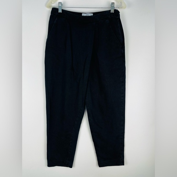 MNG Denim High Rise Pleated Wrap Trousers